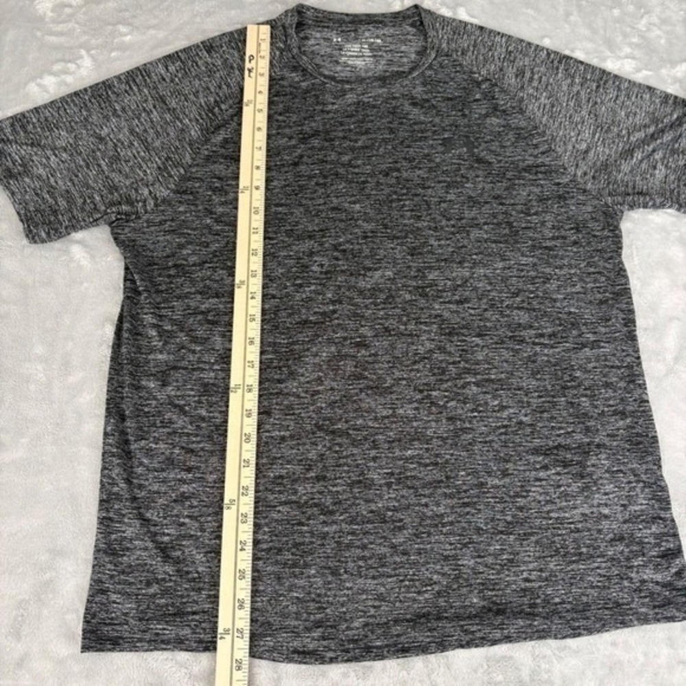 Under Armour Mens Tech Tee Charcoal Grey Heather Training Shirt XL Raglan Loose - Picture 9 of 12
